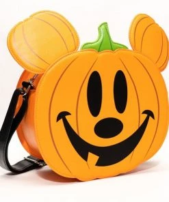 LOUNGEFLY DISNEY Mickey Mouse Jack-o'-Lantern Mickey Crossbody Purse - EE Exclusive Glow In The Dark Horns