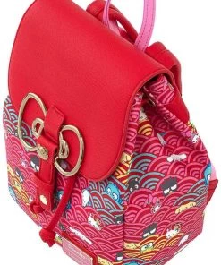 LOUNGEFLY SANRIO 60TH ANNIVERSARY GOLD BOW AOP MINI BACKPACK