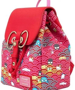 LOUNGEFLY SANRIO 60TH ANNIVERSARY GOLD BOW AOP MINI BACKPACK