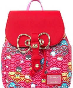 LOUNGEFLY SANRIO 60TH ANNIVERSARY GOLD BOW AOP MINI BACKPACK