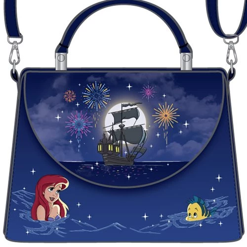 LOUNGEFLY DISNEY THE LITTLE MERMAID ARIEL FIREWORKS CROSS BODY BAG