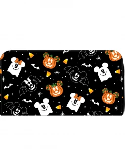LOUNGEFLY DISNEY SPOOKY MICKEY AND MINNIE MOUSE CANDY CORN ZIP AROUND WALLET