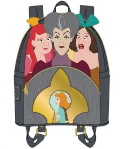 LOUNGEFLY DISNEY CINDERELLA EVIL STEPMOTHER AND STEPSISTERS VILLAINS SCENE MINI BACKPACK