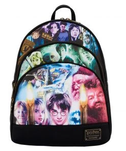 LOUNGEFLY Harry Potter Trilogy Triple Pocket Mini Backpack LOUNGEFLY MOVIE