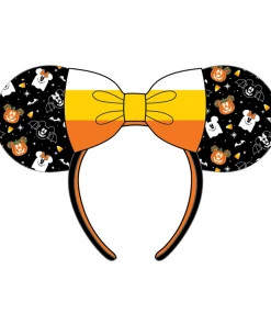 LOUNGEFLY DISNEY SPOOKY MICKEY AND MINNIE MOUSE CANDY CORN MINI BACKPACK WITH EARS HEADBAND PRE-ORDER SEPT