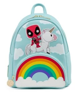 LOUNGEFLY MARVEL DEADPOOL 30TH ANNIVERSARY UNICORN RAINBOW MINI BACKPACK