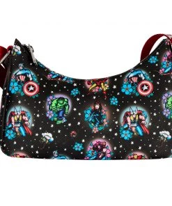 LOUNGEFLY DISNEY Avengers Floral Tattoo Shoulder Bag