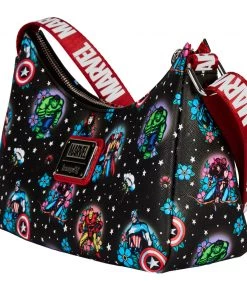 LOUNGEFLY DISNEY Avengers Floral Tattoo Shoulder Bag