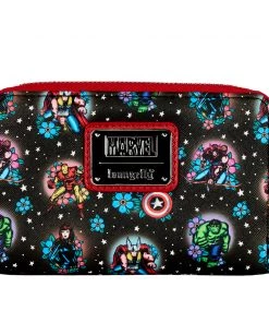 LOUNGEFLY PRE ORDER LOUNGEFLY DISNEY Avengers Floral Tattoo Zip Around Wallet