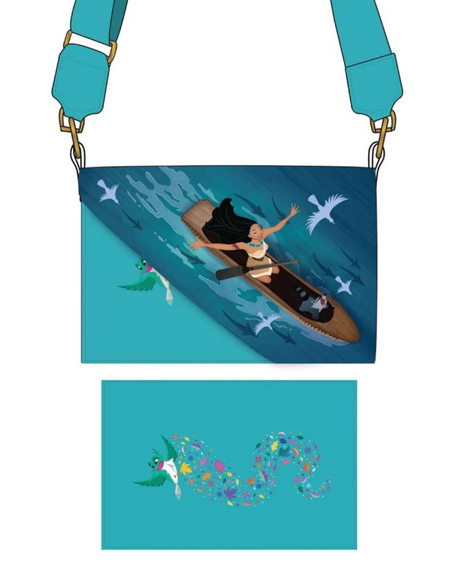 LOUNGEFLY DISNEY POCAHONTAS JUST AROUND THE RIVER BEND CROSSBODY BAG PURSE