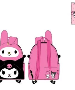 LOUNGEFLY SANRIO MY MELODY KUROMI DOUBLE POCKET MINI BACKPACK