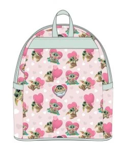 LOUNGEFLY DISNEY The Mandalorian Grogu Valentines Mini Backpack