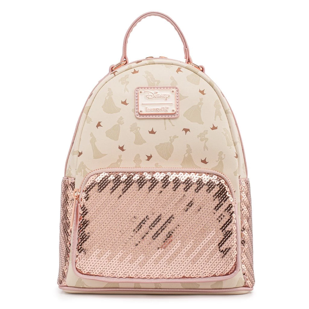 LOUNGEFLY DISNEY ULTIMATE PRINCESS SEQUIN MINI BACKPACK IN STOCK NOW!