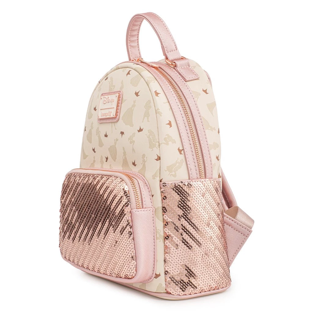LOUNGEFLY DISNEY ULTIMATE PRINCESS SEQUIN MINI BACKPACK IN STOCK NOW!