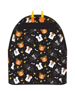 LOUNGEFLY DISNEY SPOOKY MICKEY AND MINNIE MOUSE CANDY CORN MINI BACKPACK WITH EARS HEADBAND PRE-ORDER SEPT