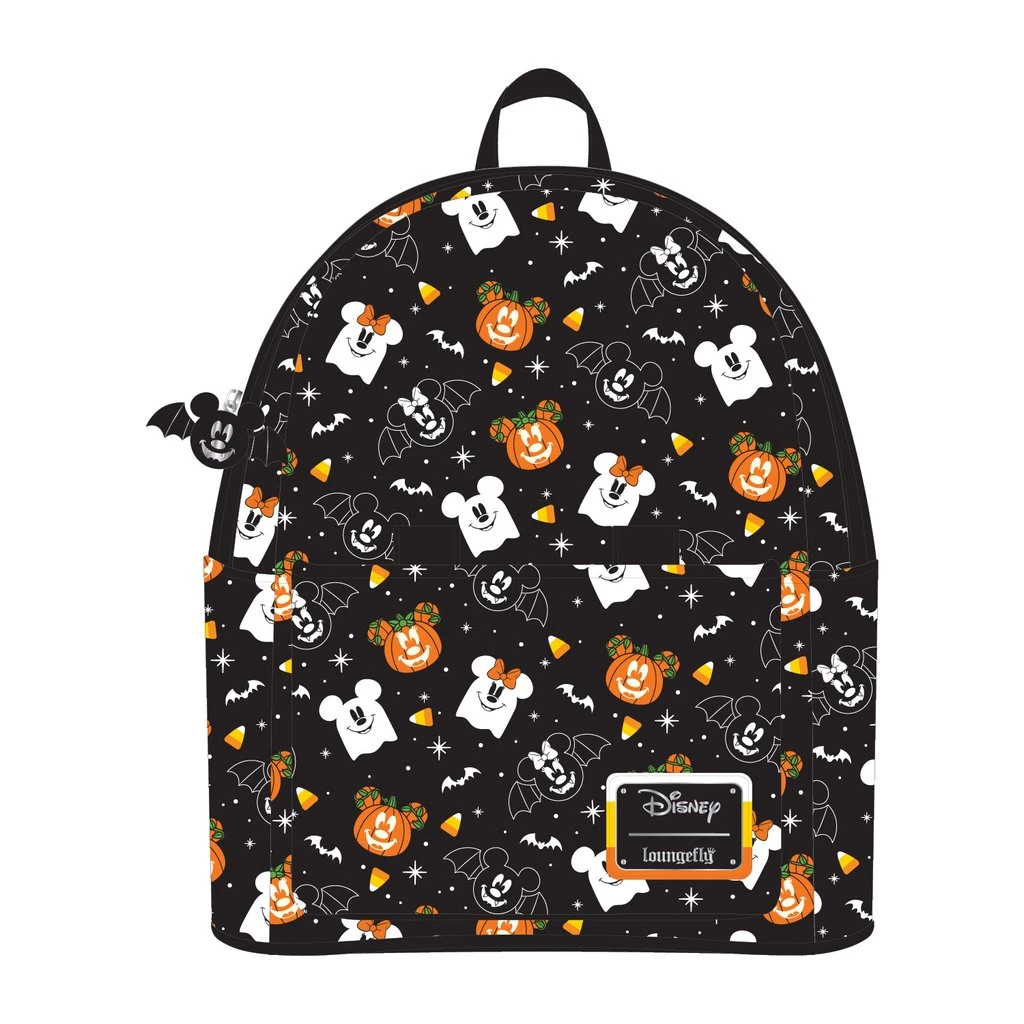 LOUNGEFLY DISNEY SPOOKY MICKEY AND MINNIE MOUSE CANDY CORN MINI BACKPACK WITH EARS HEADBAND PRE-ORDER SEPT