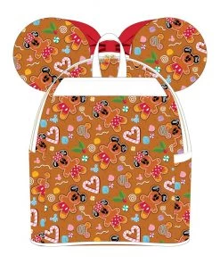 LOUNGEFLY DISNEY GINGERBREAD MICKEY AND MINNIE MOUSE MINI BACKPACK WITH EARS HEADBAND LOUNGEFLY SALE!