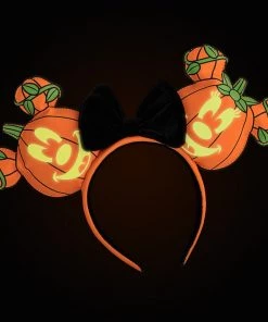 LOUNGEFLY DISNEY MICKEY-O-LANTERN GLOW IN THE DARK EARS HEADBAND IN STOCK!