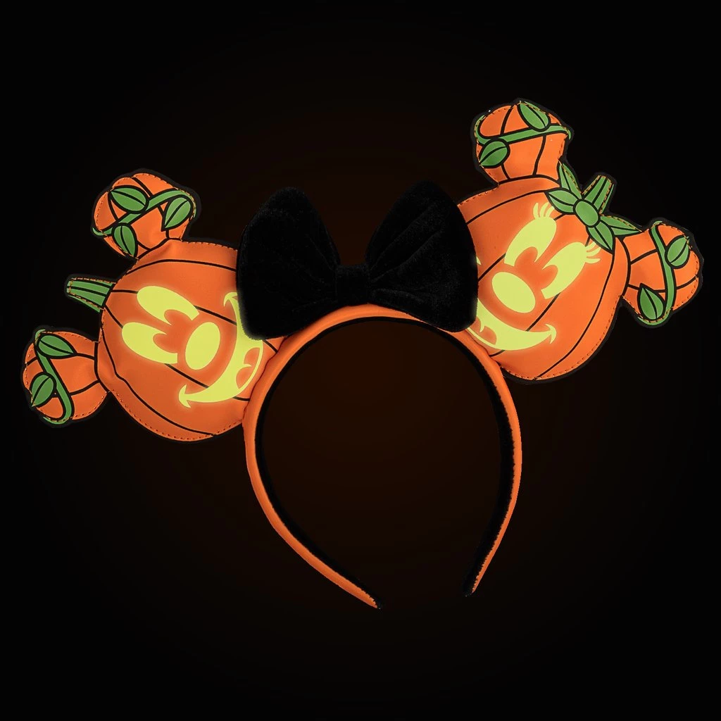 LOUNGEFLY DISNEY MICKEY-O-LANTERN GLOW IN THE DARK EARS HEADBAND IN STOCK!