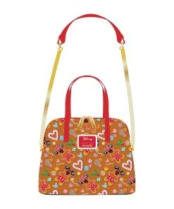 LOUNGEFLY DISNEY GINGERBREAD MICKEY AND MINNIE MOUSE CROSSBODY BAG LOUNGEFLY SALE!