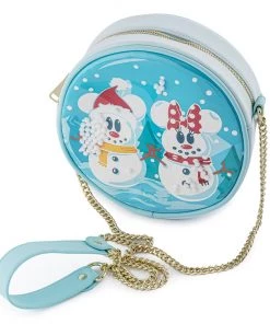 LOUNGEFLY SALE! LOUNGEFLY DISNEY SNOWMAN MICKEY AND MINNIE MOUSE SNOW GLOBE CROSSBODY BAG