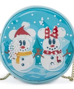LOUNGEFLY SALE! LOUNGEFLY DISNEY SNOWMAN MICKEY AND MINNIE MOUSE SNOW GLOBE CROSSBODY BAG