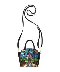 LOUNGEFLY DISNEY BEAUTY AND THE BEAST BELLE CASTLE CROSSBODY BAG