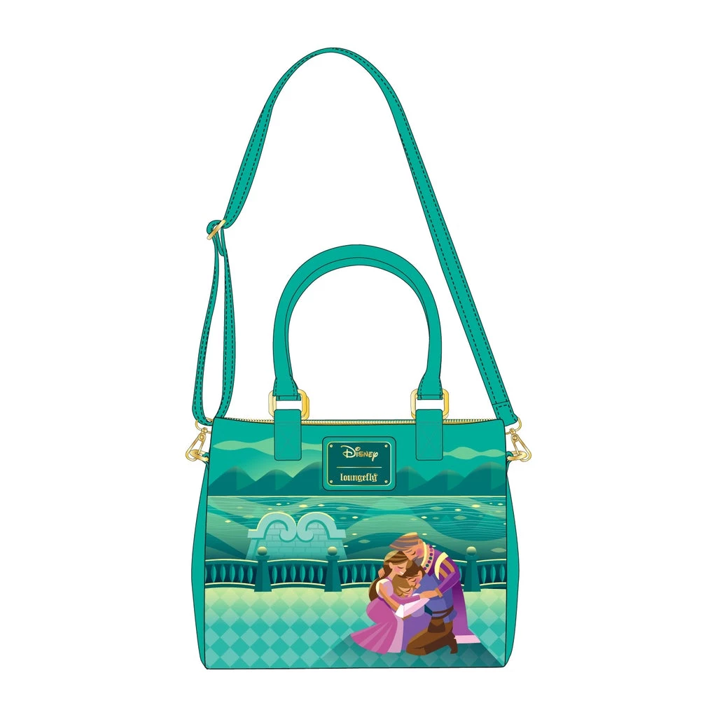 LOUNGEFLY PRE ORDER LOUNGEFLY Disney Tangled Rapunzel Castle Crossbody Bag PRE-ORDER JANUARY CATALOG