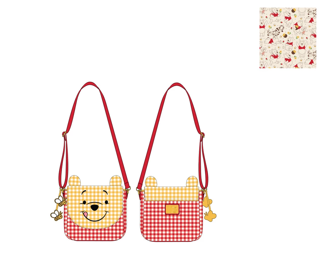 LOUNGEFLY DISNEY Winnie The Pooh Gingham Cosplay Crossbody Bag