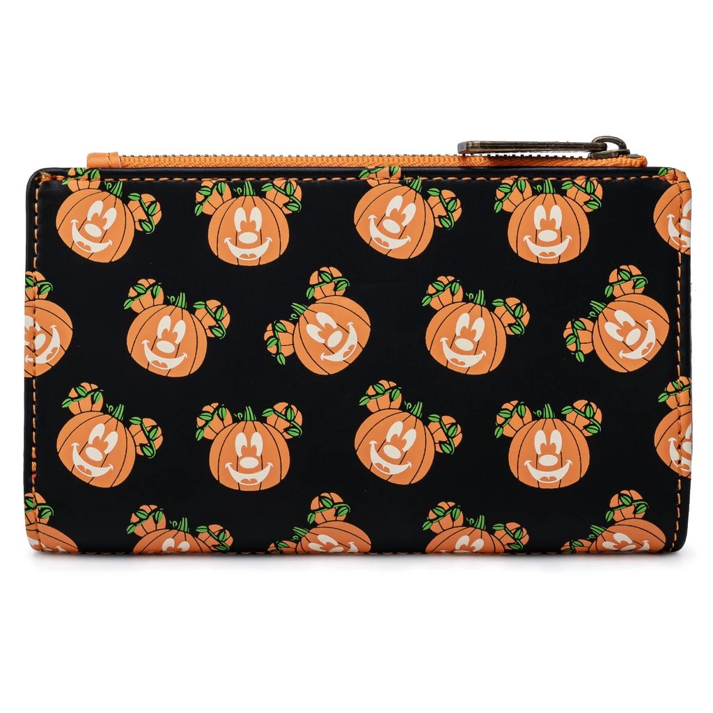 LOUNGEFLY DISNEY MICKEY-O-LANTERN GLOW IN THE DARK FLAP WALLET