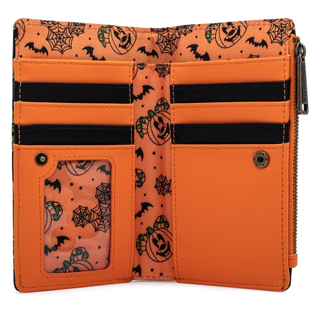 LOUNGEFLY DISNEY MICKEY-O-LANTERN GLOW IN THE DARK FLAP WALLET