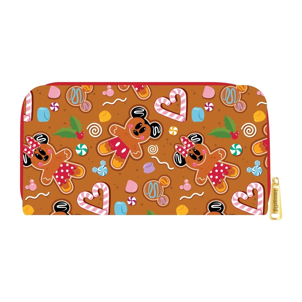 LOUNGEFLY SALE! LOUNGEFLY DISNEY GINGERBREAD MICKEY AND MINNIE MOUSE ZIP AROUND WALLET
