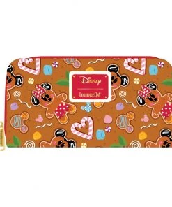 LOUNGEFLY SALE! LOUNGEFLY DISNEY GINGERBREAD MICKEY AND MINNIE MOUSE ZIP AROUND WALLET