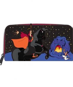 LOUNGEFLY DISNEY ALADDIN JAFAR VILLAINS SCENE ZIP AROUND WALLET LOUNGEFLY SALE!