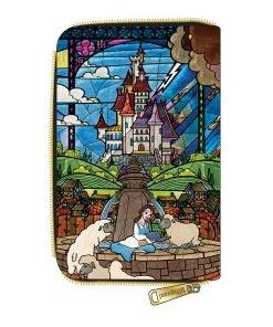 LOUNGEFLY DISNEY BEAUTY AND THE BEAST BELLE CASTLE ZIP AROUND WALLET PRE-ORDER NOV/DEC LOUNGEFLY PRE ORDER