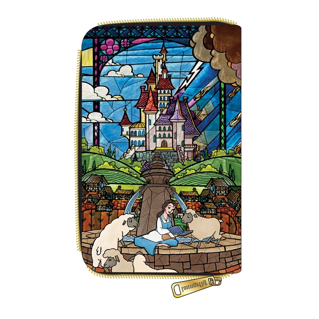 LOUNGEFLY DISNEY BEAUTY AND THE BEAST BELLE CASTLE ZIP AROUND WALLET PRE-ORDER NOV/DEC LOUNGEFLY PRE ORDER