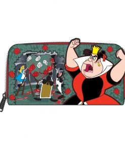 LOUNGEFLY DISNEY Alice In Wonderland Queen Of Hearts Villains Scene Zip Around Wallet