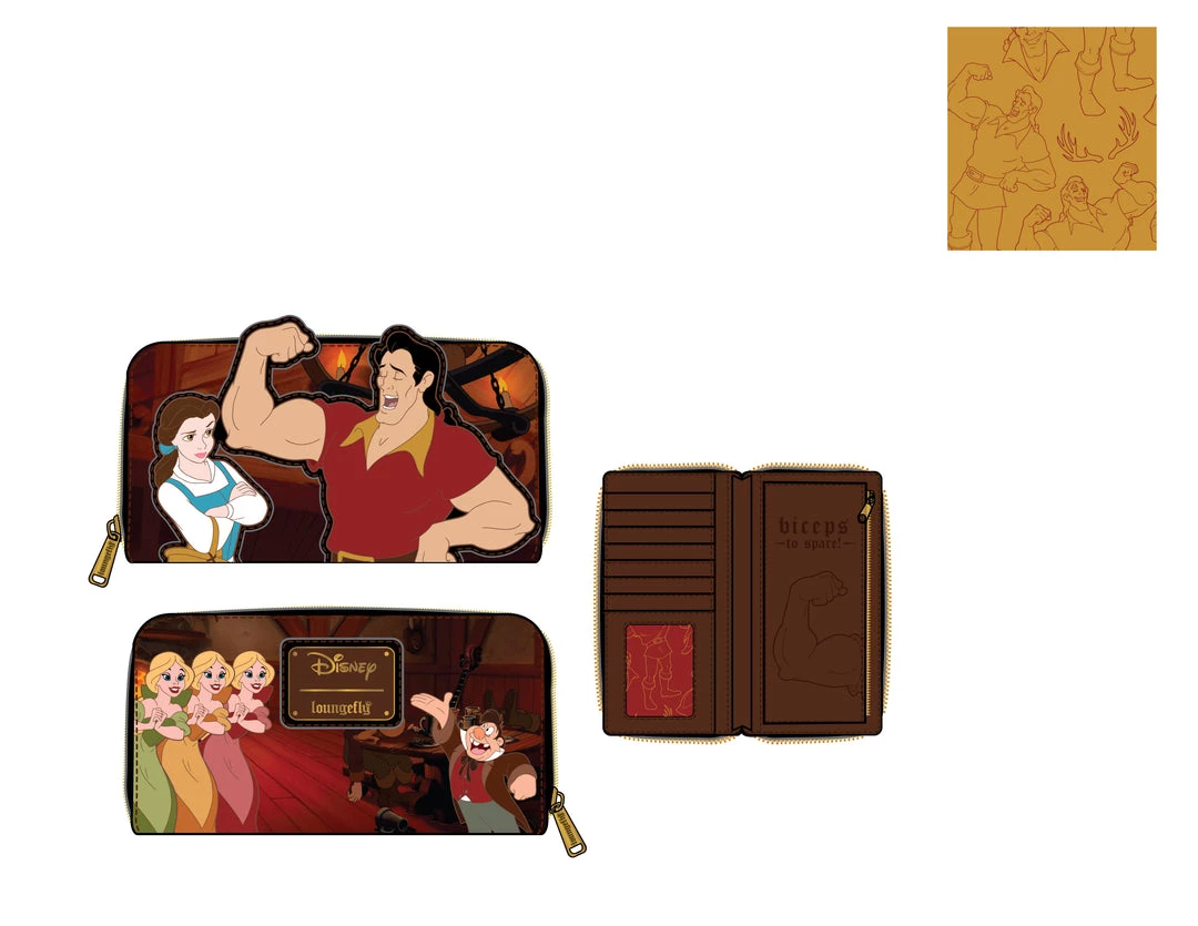 LOUNGEFLY DISNEY VILLAINS SCENE GASTON ZIP AROUND WALLET