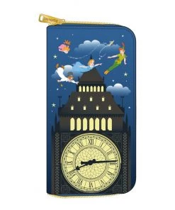 LOUNGEFLY DISNEY Peter Pan Clock Glow In The Dark Zip Around Wallet