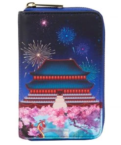 LOUNGEFLY DISNEY Mulan Castle Zip Around Wallet