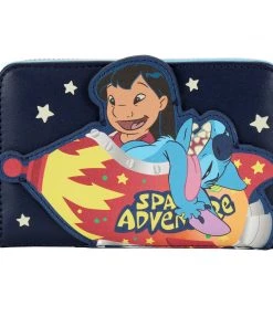 LOUNGEFLY DISNEY Lilo & Stitch Space Adventure Glow In The Dark Zip Around Wallet