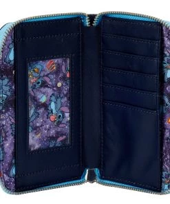 LOUNGEFLY DISNEY Lilo & Stitch Space Adventure Glow In The Dark Zip Around Wallet