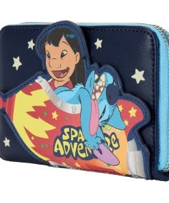 LOUNGEFLY DISNEY Lilo & Stitch Space Adventure Glow In The Dark Zip Around Wallet