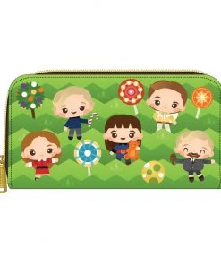 LOUNGEFLY MOVIE LOUNGEFLY WILLY WONKA AND THE CHOCOLATE FACTORY 50TH ANNIVERSARY ZIP AROUND WALLET