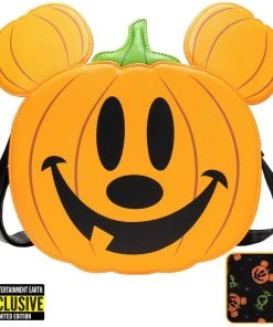 LOUNGEFLY DISNEY Mickey Mouse Jack-o'-Lantern Mickey Crossbody Purse - EE Exclusive Glow In The Dark Horns