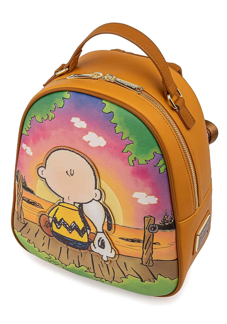LOUNGEFLY PEANUTS CHARLIE AND SNOOPY SUNSET MINI BACKPACK