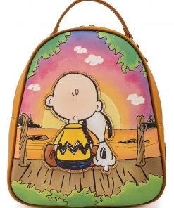 LOUNGEFLY PEANUTS CHARLIE AND SNOOPY SUNSET MINI BACKPACK