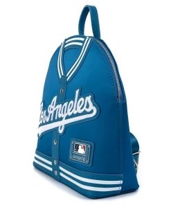 LOUNGEFLY MLB LOS ANGELES DODGERS SATIN CHENILLE LOGO JACKET CONVERTIBLE MINI BACKPACK